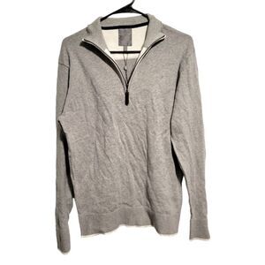 Enro Men's Gray Quarter Zip Pullover Sweater Cotton Cashmere Size Medium NWT